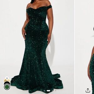 Fashion Nova Green Sequin Prom Dress